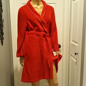 Croft & Barrow red thick plush bathrobe small